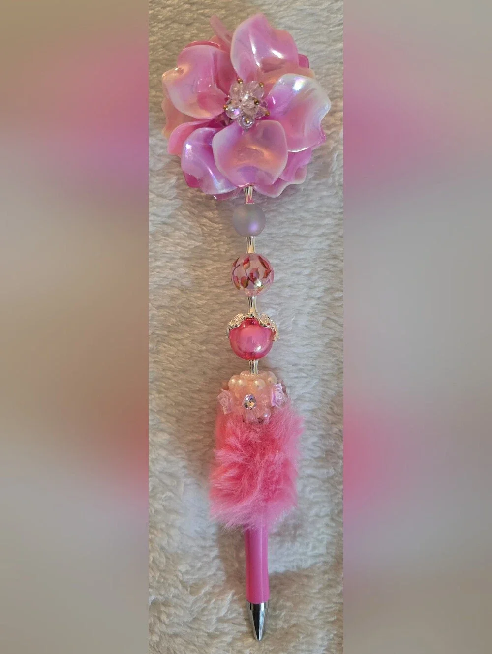 Pink Decorative Beaded Pen - Flower